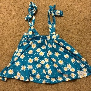 Sparkle in Pink flower tie strap overall skirt